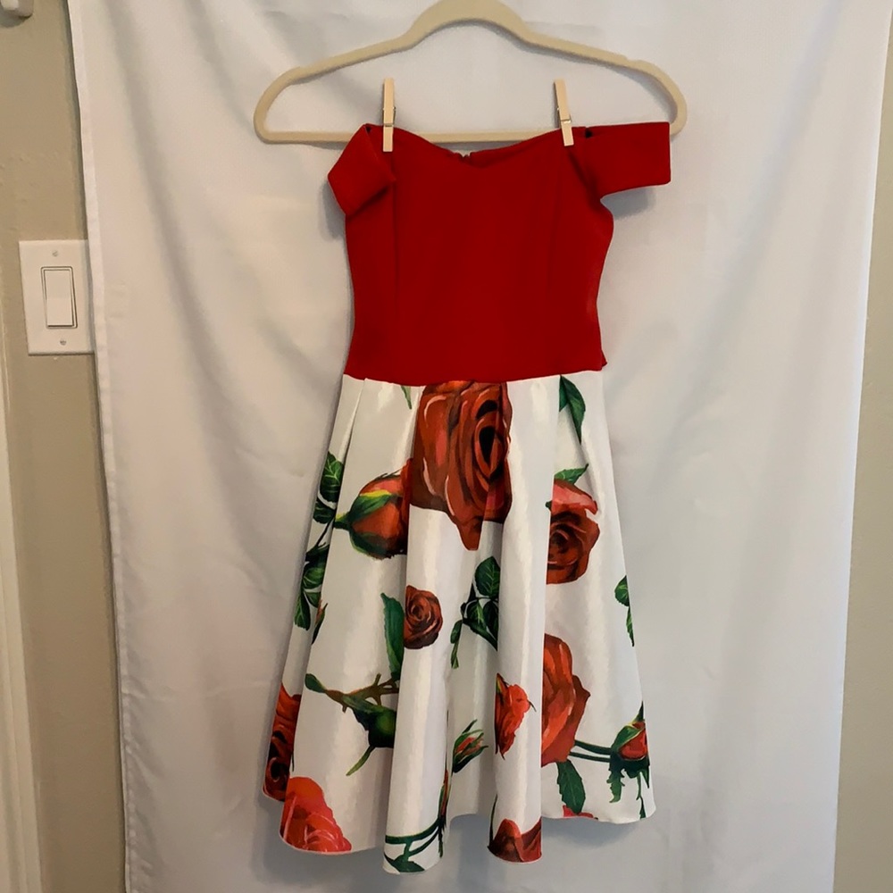 Red Floral Dress by FE Forever